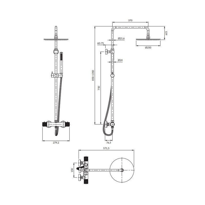 Termostatyczny System Prysznicowy Natynkowy Contour Chrom CT8044CR Omnires