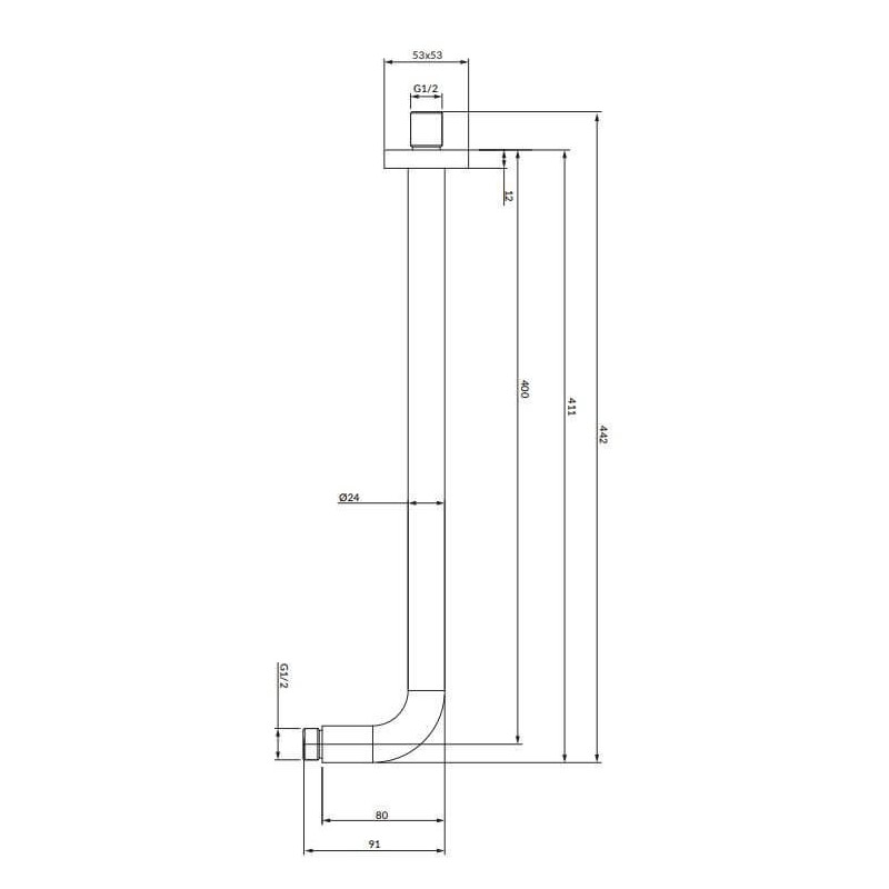 Ramię Prysznicowe 40cm Contour Antracyt RA01C/KAT Omnires