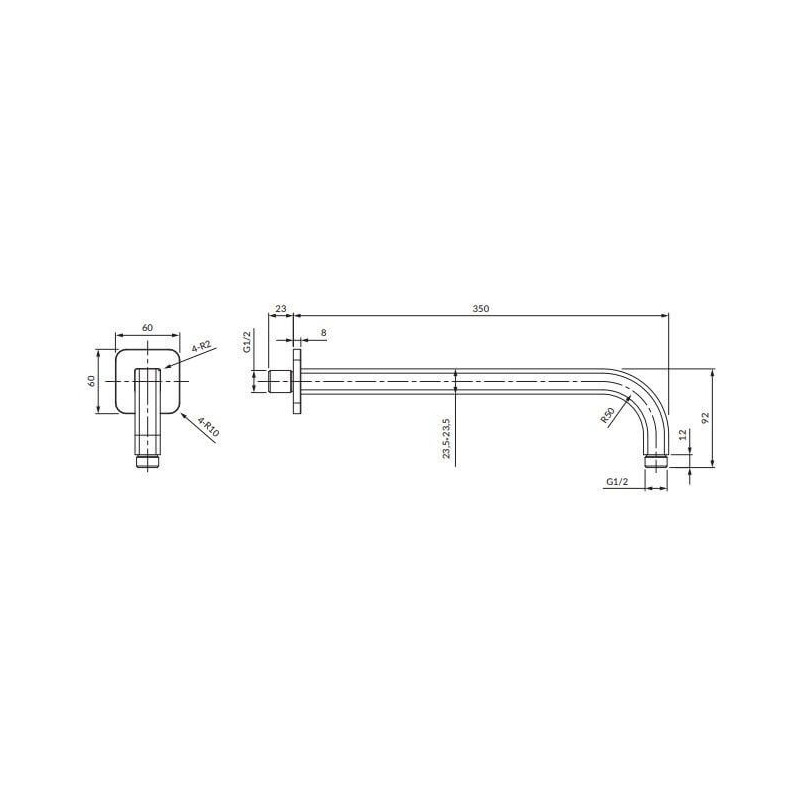 Ramię Prysznicowe 35 cm Parma Chrom RA15CR Omnires