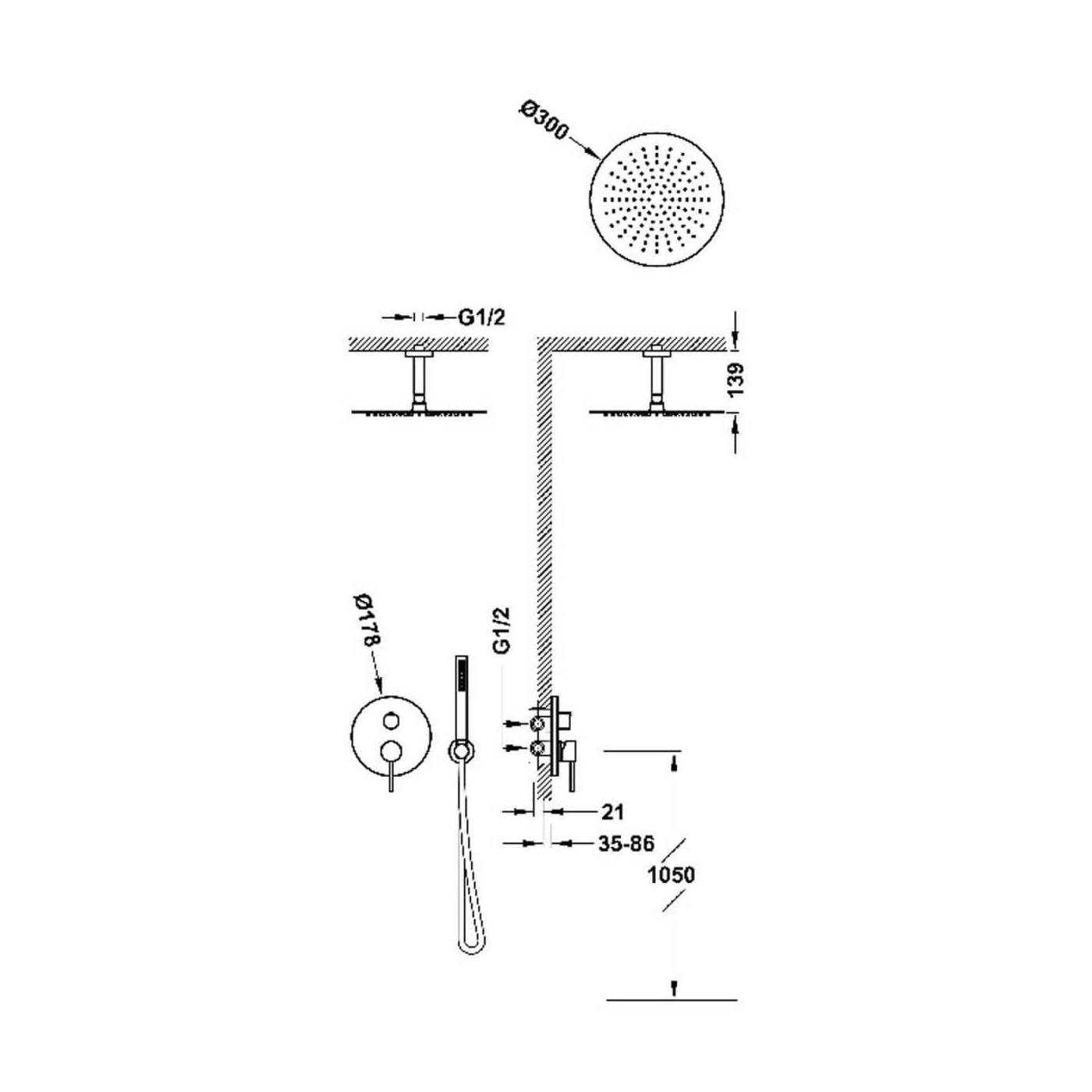 Zestaw Natryskowy Z Baterią Podtynkową Rapid-BoxStudy Czarny Brąz 26228003KMB Tres