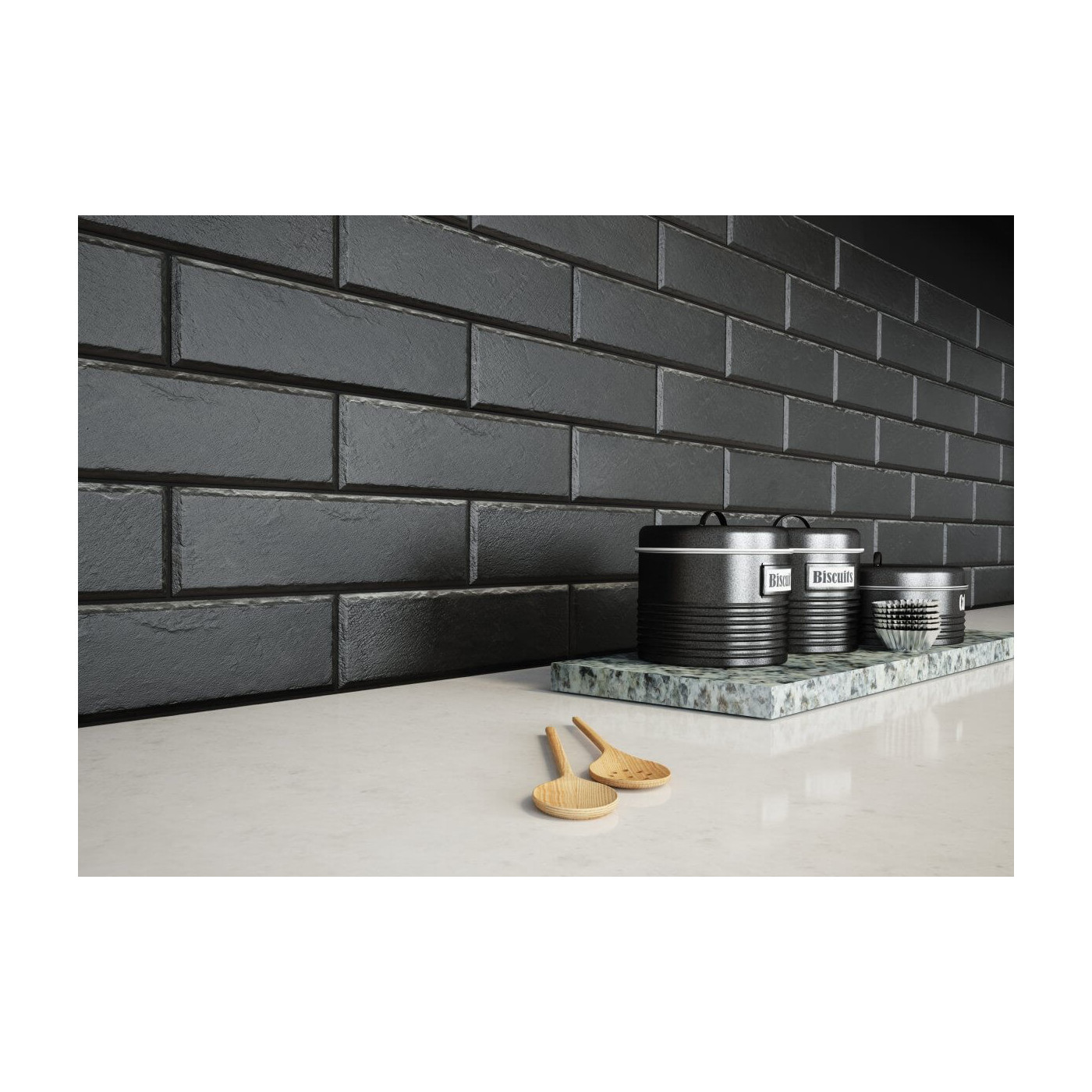 Płytka ścienna Foggia Nero 6,5x24,6 Cerrad