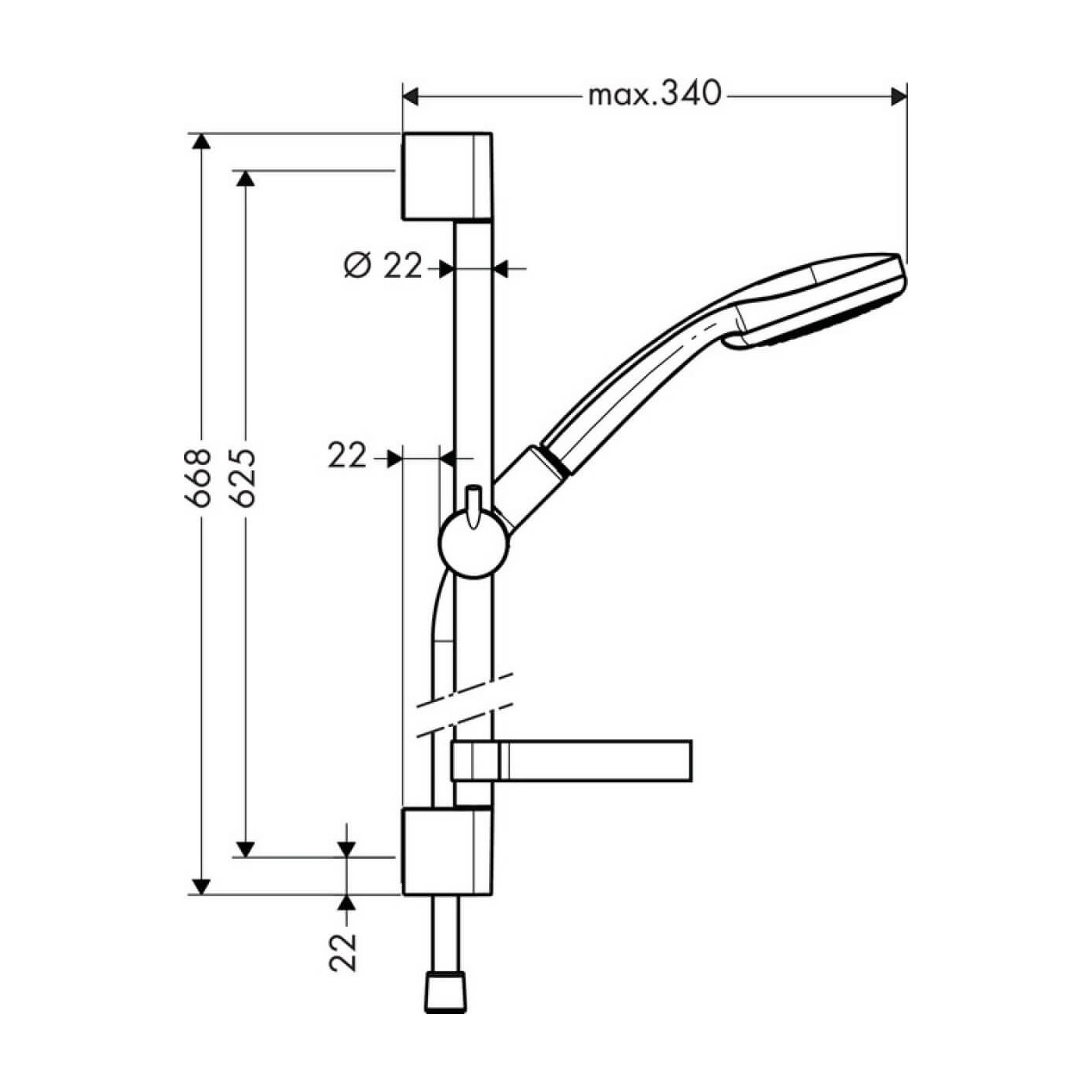 Zest. Prysznicowy Croma 100 Vario/Unica'c 65 cm Chrom 27772000 Hansgrohe
