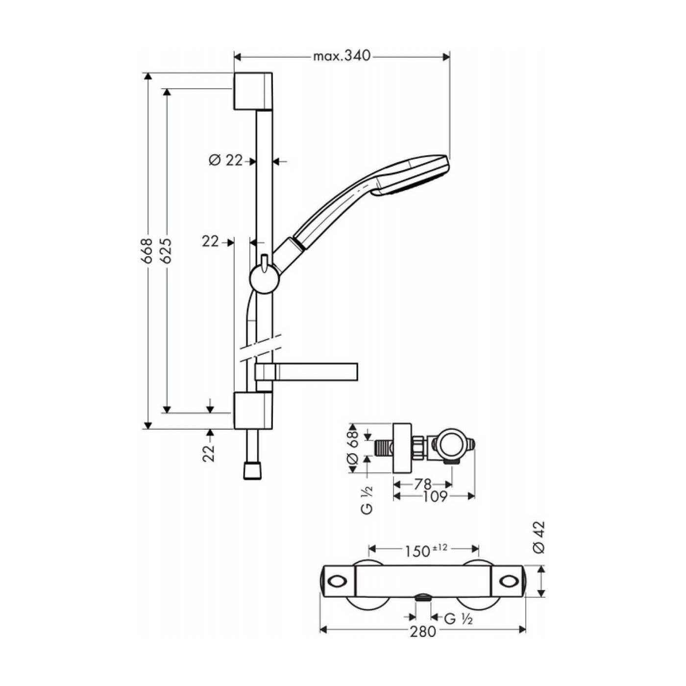 Zestaw Prysznicowy Croma 100 Multi/Unica 27086000 Hansgrohe