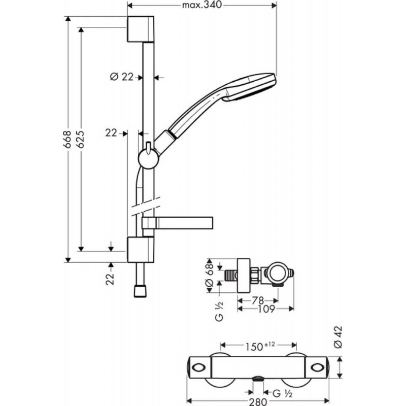 Zestaw Prysznicowy Croma 100 Multi/Unica 27086000 Hansgrohe