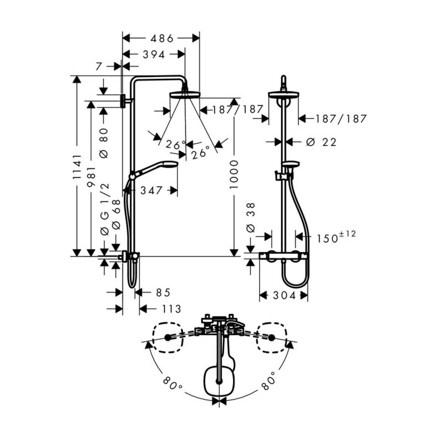 Zestaw Prysznicowy Croma E180 27256400 Hansgrohe
