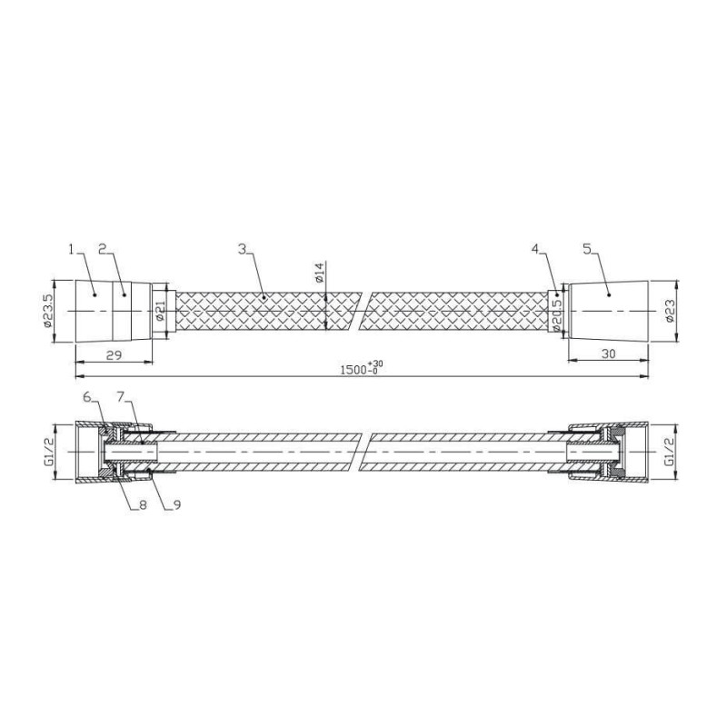 Wąż Prysznicowy Rio 1500 mm PVC Gun Metal 040100BN Emporia