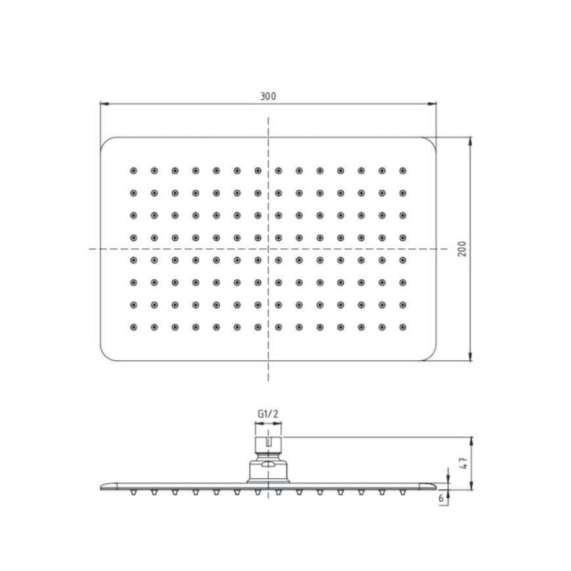 Deszczownica Prostokątna Teo 300x200 mm Chrom 04061CHR Emporia
