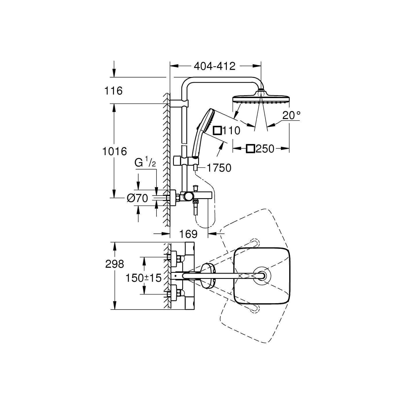 Zestaw Prysznicowy Tempesta Cube System 250 Chrom 26975001 Grohe