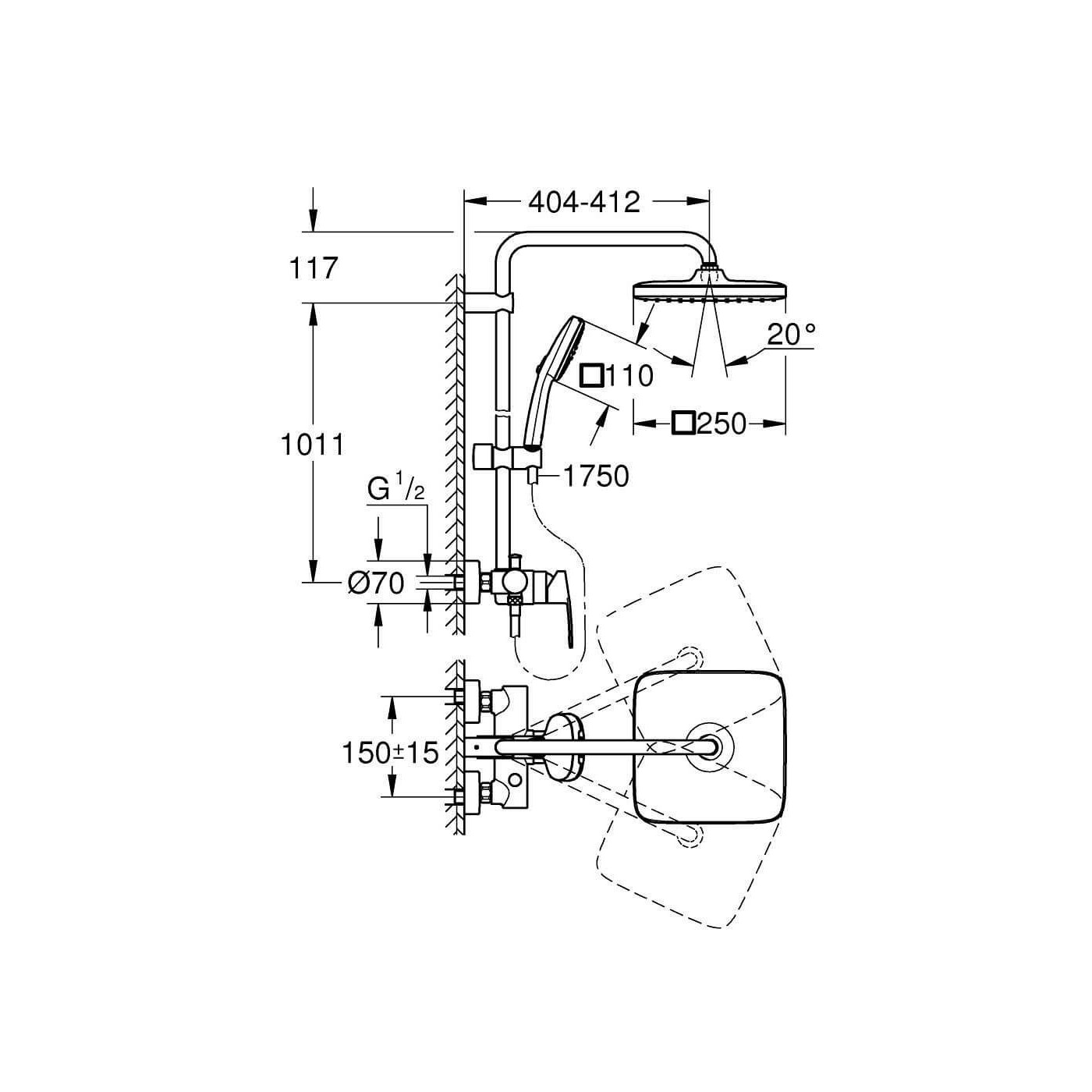 Zestaw Prysznicowy Tempesta Cube System 250 Chrom 26692001 Grohe