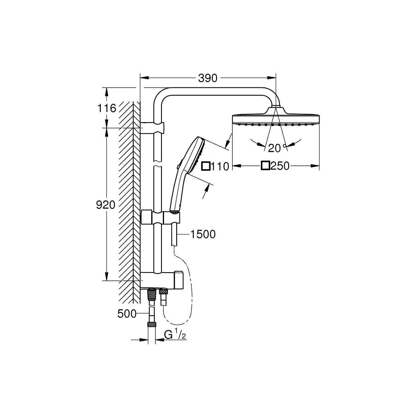 Zestaw Prysznicowy Tempesta Cube System 250 Chrom 26694001 Grohe