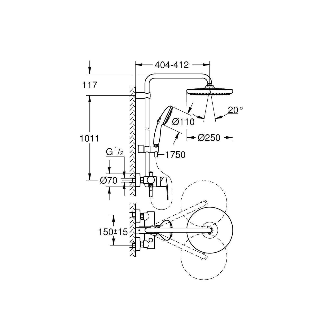Zestaw Prysznicowy Tempesta System 250 Chrom 26673001 Grohe