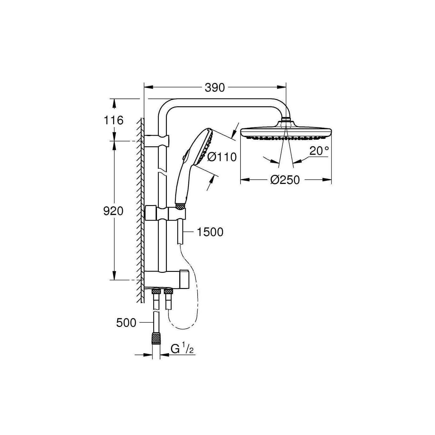 Zestaw Prysznicowy Tempesta System 250 Chrom 26675001 Grohe