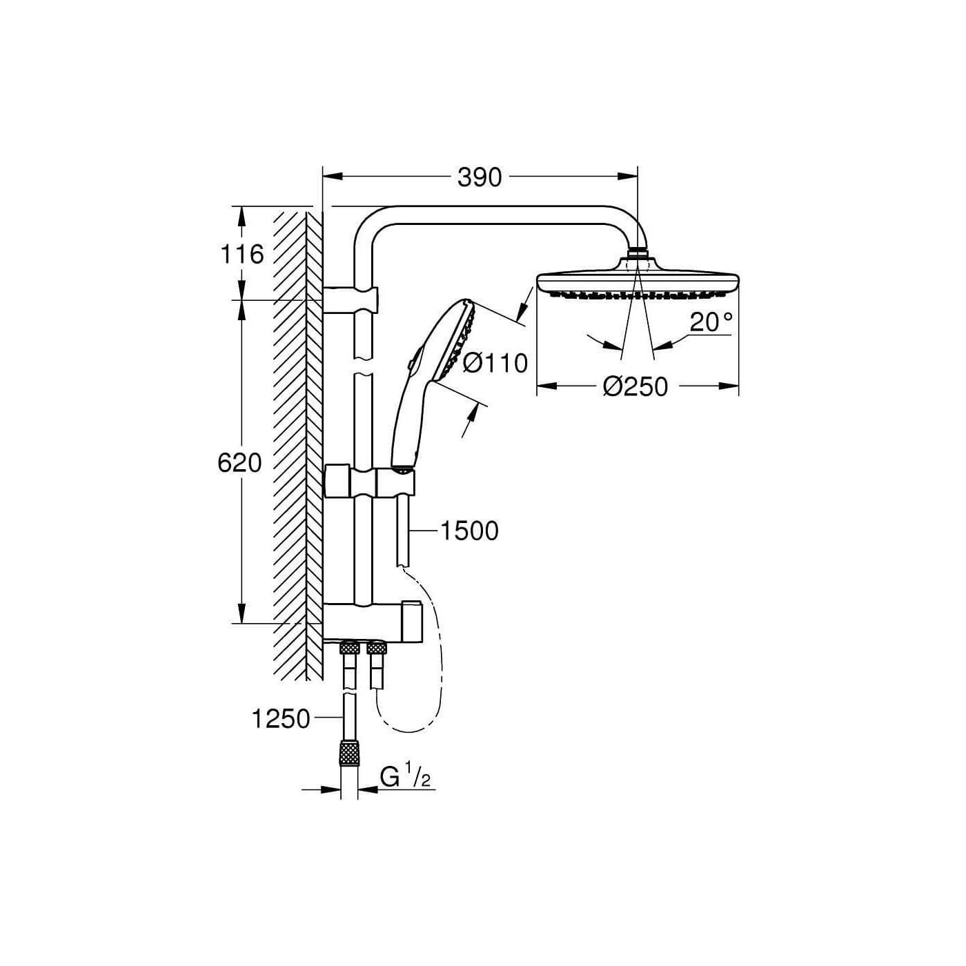 Zestaw Prysznicowy Tempesta System 250 Chrom 26980001 Grohe