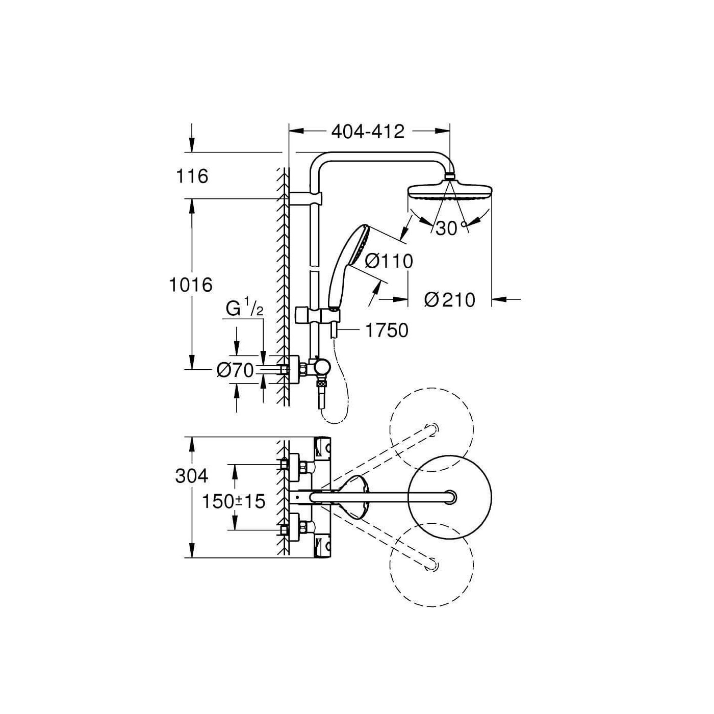Zestaw Prysznicowy Tempesta System 210 Chrom 26811001 Grohe