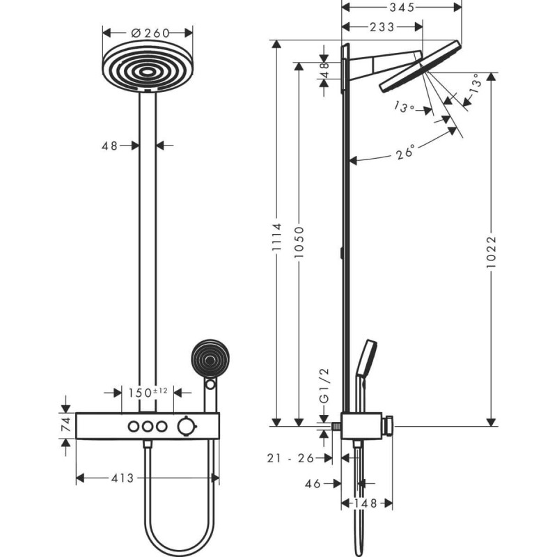 Zestaw Prysznicowy Pulsify S Brąz Szczotkowany 24240140 Hansgrohe