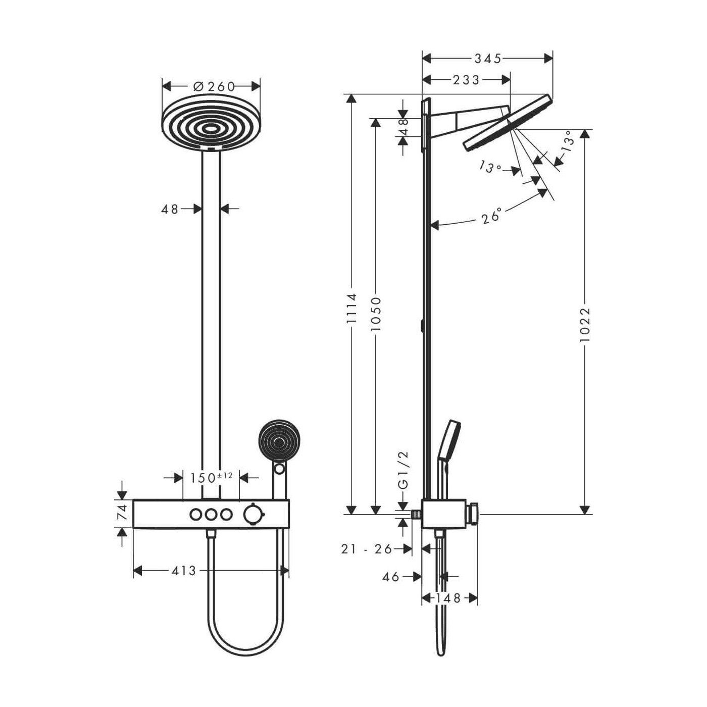 Zestaw Prysznicowy Pulsify S Czarny Mat 24240670 Hansgrohe