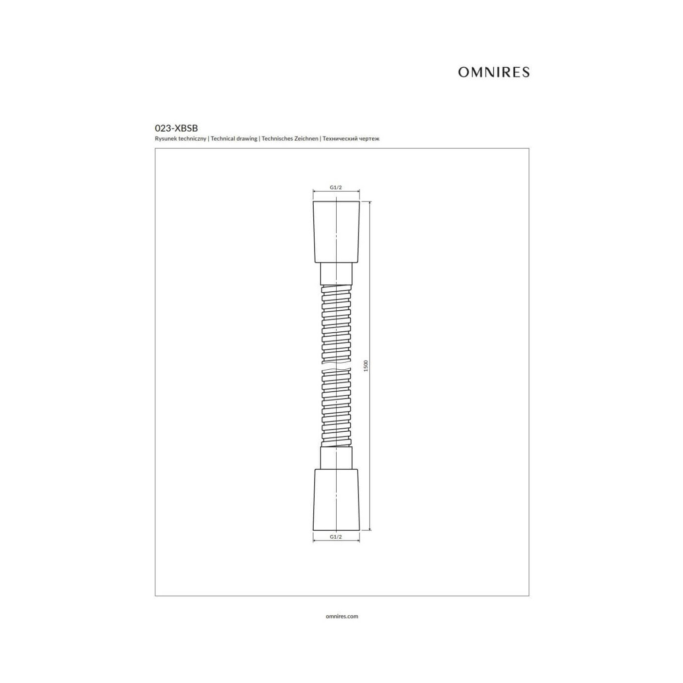 Wąż Prysznicowy Astoria 150 cm Mosiądz Szczotkowany 023-XBSB Omnires