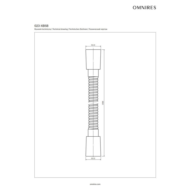 Wąż Prysznicowy Astoria 150 cm Mosiądz Szczotkowany 023-XBSB Omnires