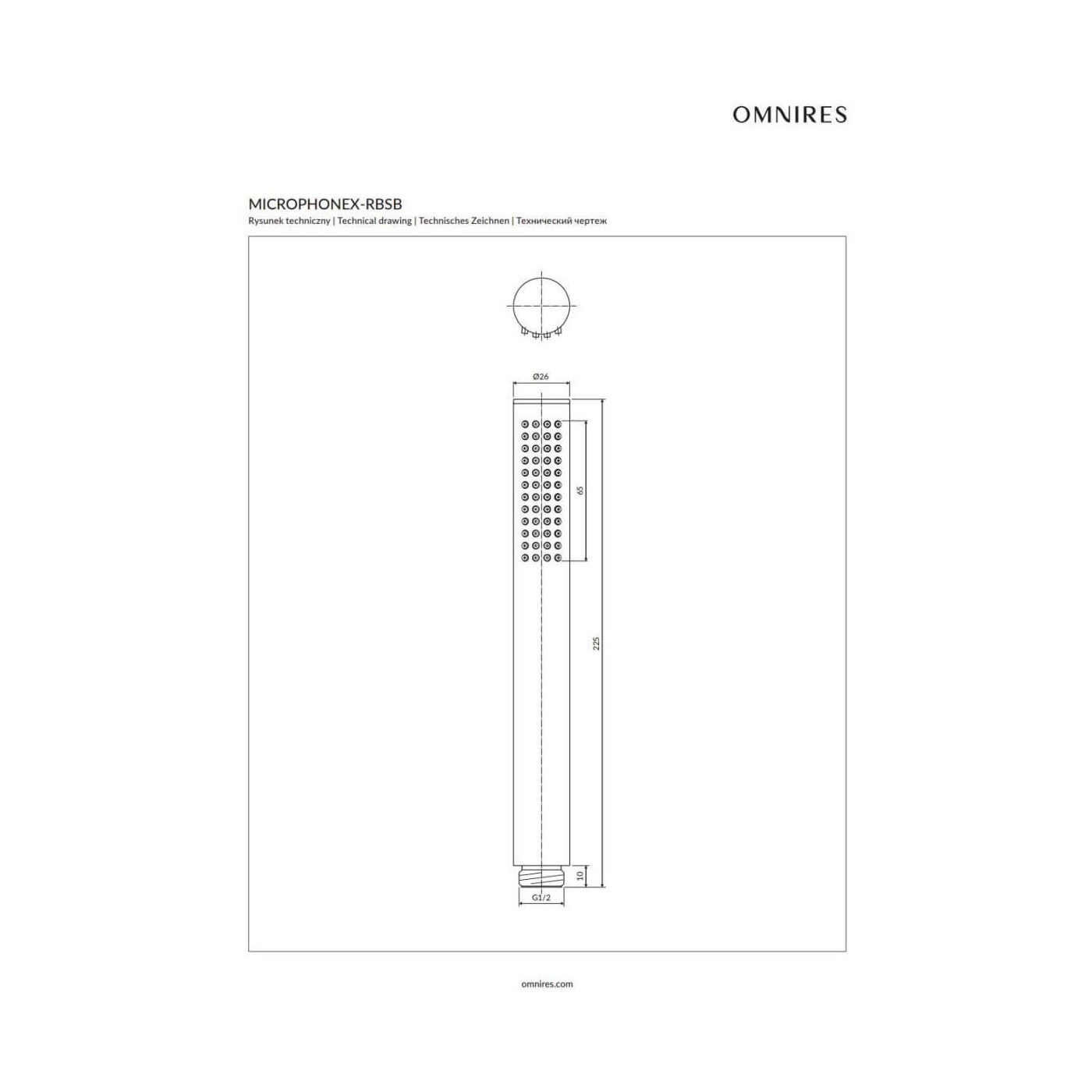 Rączka Prysznicowa Microphone Mosiądz Szczotkowany MICROPHONEX-RBSB Omnires
