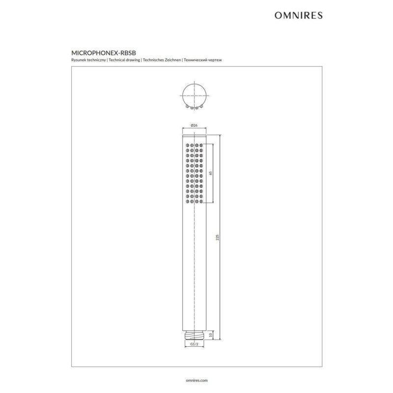 Rączka Prysznicowa Microphone Mosiądz Szczotkowany MICROPHONEX-RBSB Omnires