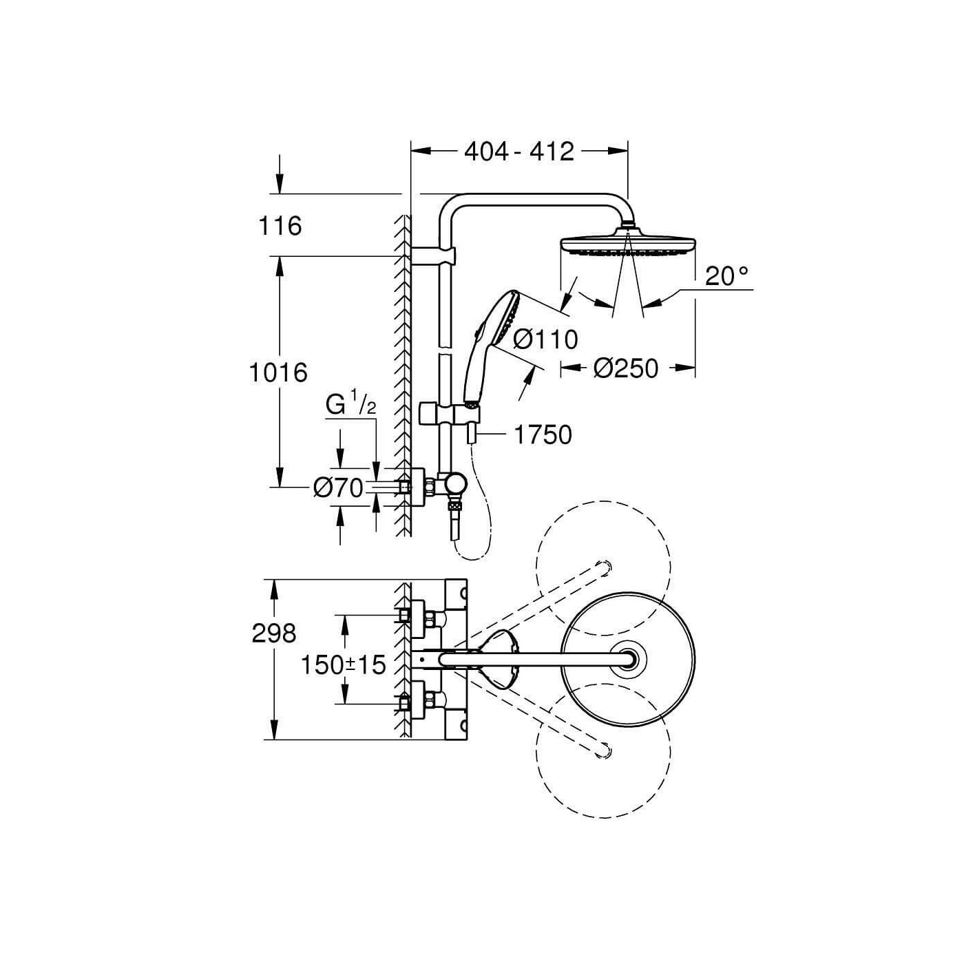 Termostatyczny Zestaw Prysznicowy Tempesta System 266702431 Grohe