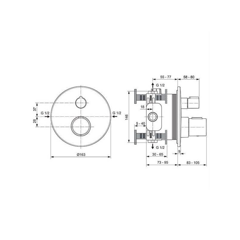 Zestaw Prysznoicowy Ceratherm T25 Chrom A7598AA Ideal Standard