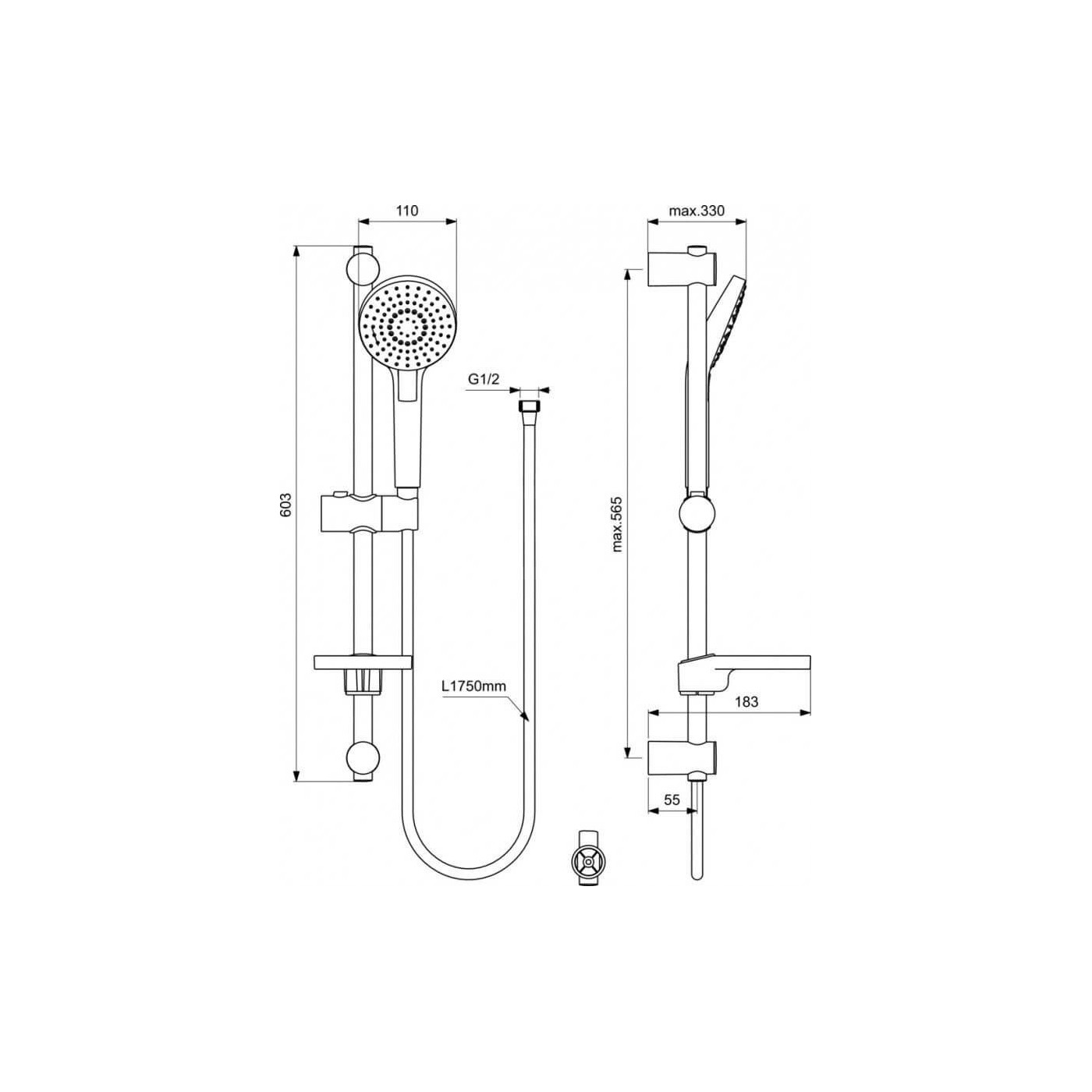 Zestaw Natryskowy Cerafine Chrom BD189AA Ideal Standard