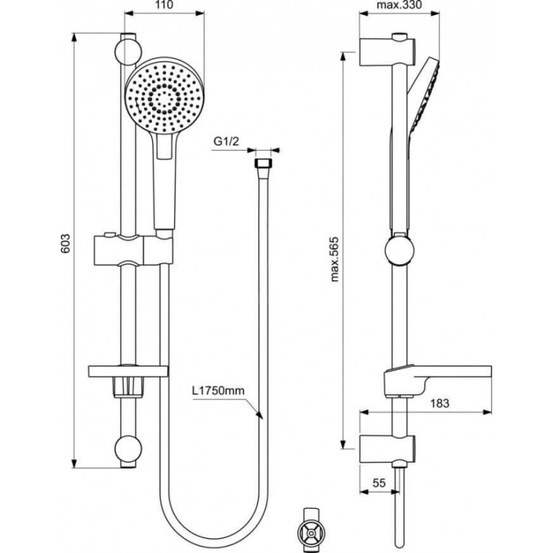 Zestaw Natryskowy Cerafine Chrom BD189AA Ideal Standard