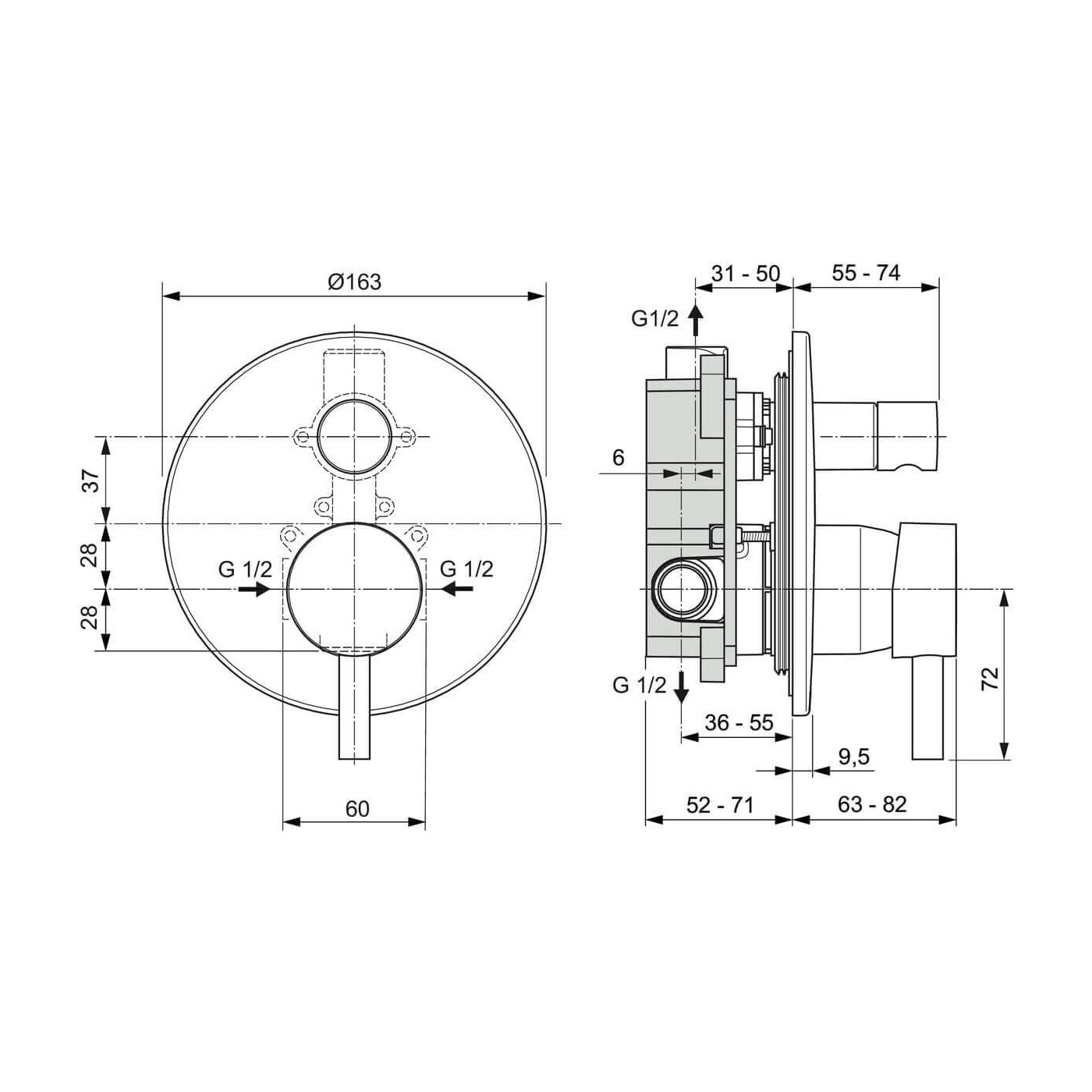 Zestaw Prysznicowy Ceraline Czarny Mat BD192XG Ideal Standard