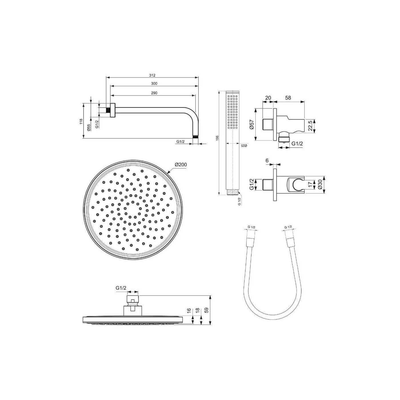 Zestaw Natryskowy Podtynkowy Czarny Mat BD193XG Ideal Standard