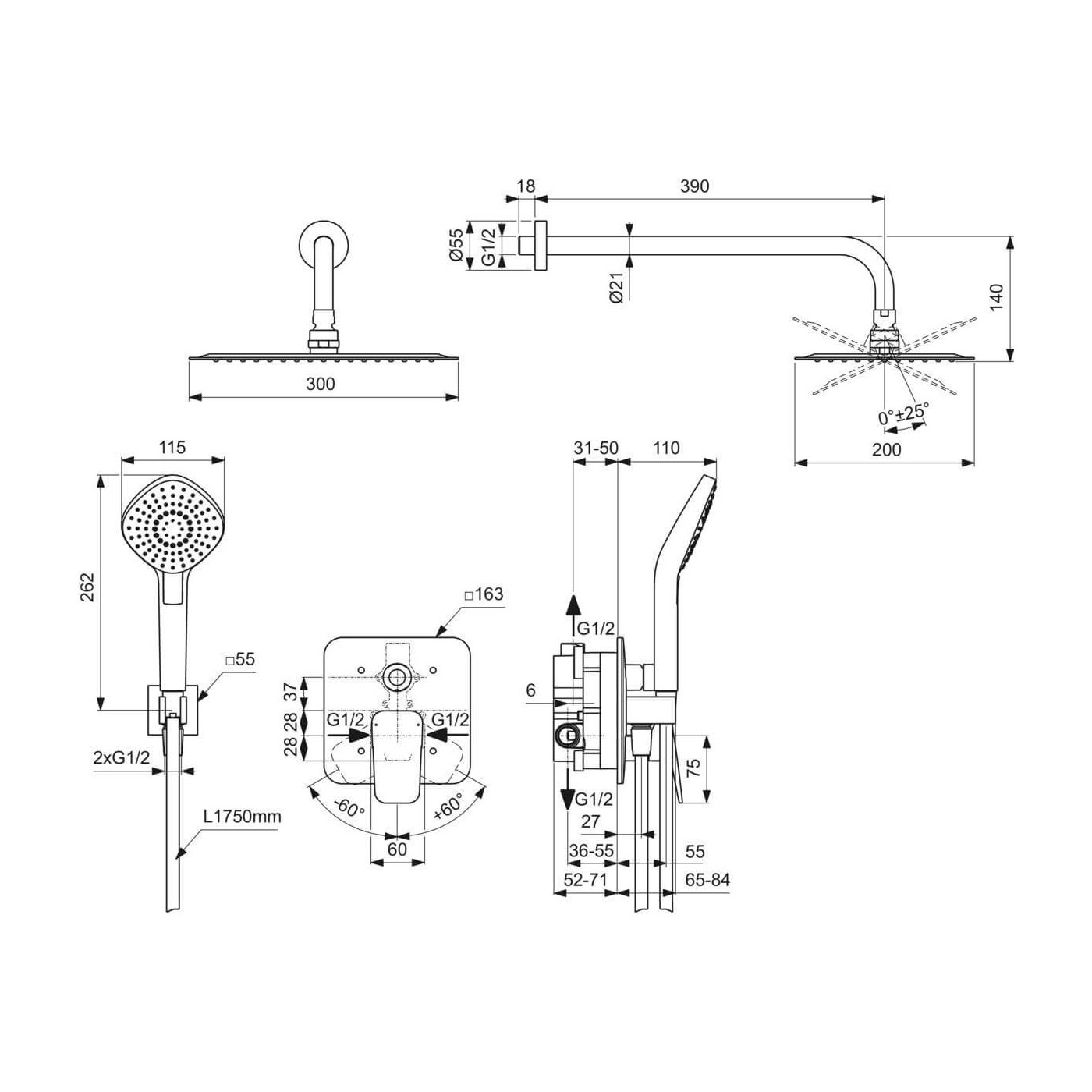 Zestaw Prysznicowy Chrom BD194AA Ideal Standard