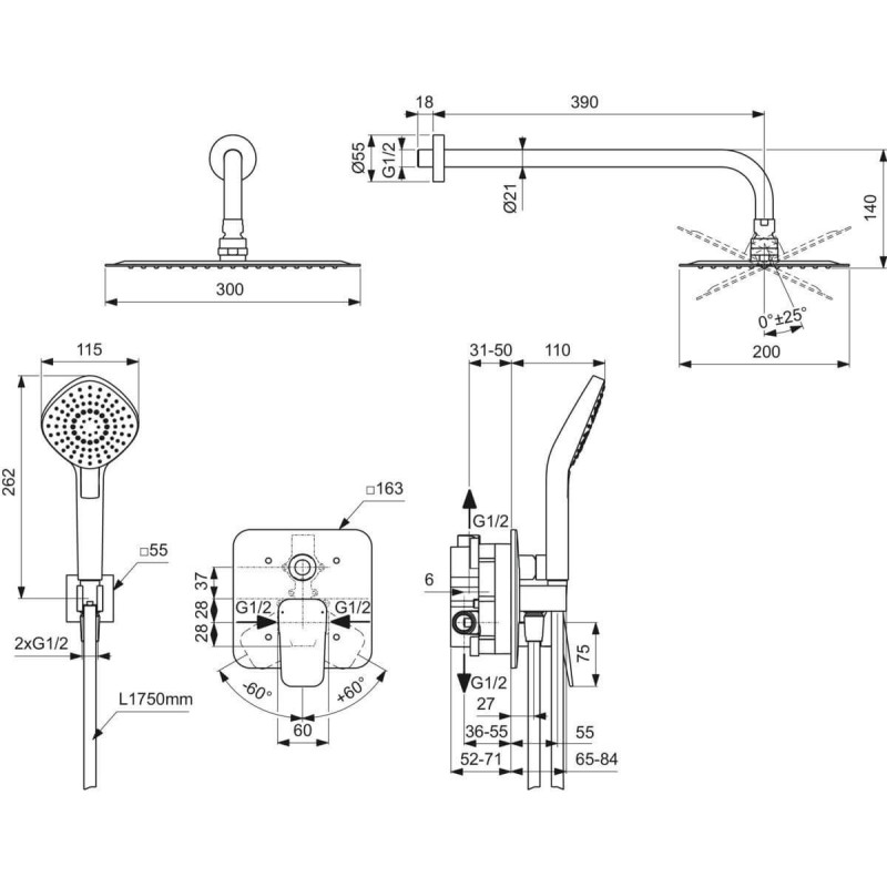 Zestaw Prysznicowy Chrom BD194AA Ideal Standard