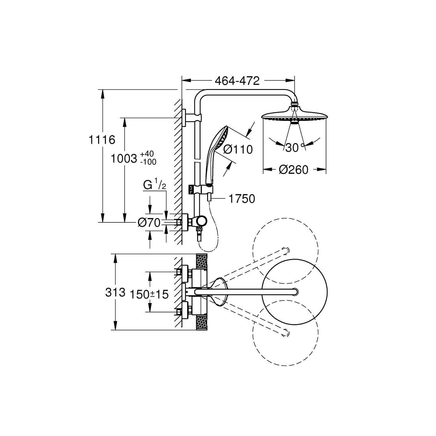 Termostatyczny System Prysznicowy Vitalio Chrom 27298003 Grohe