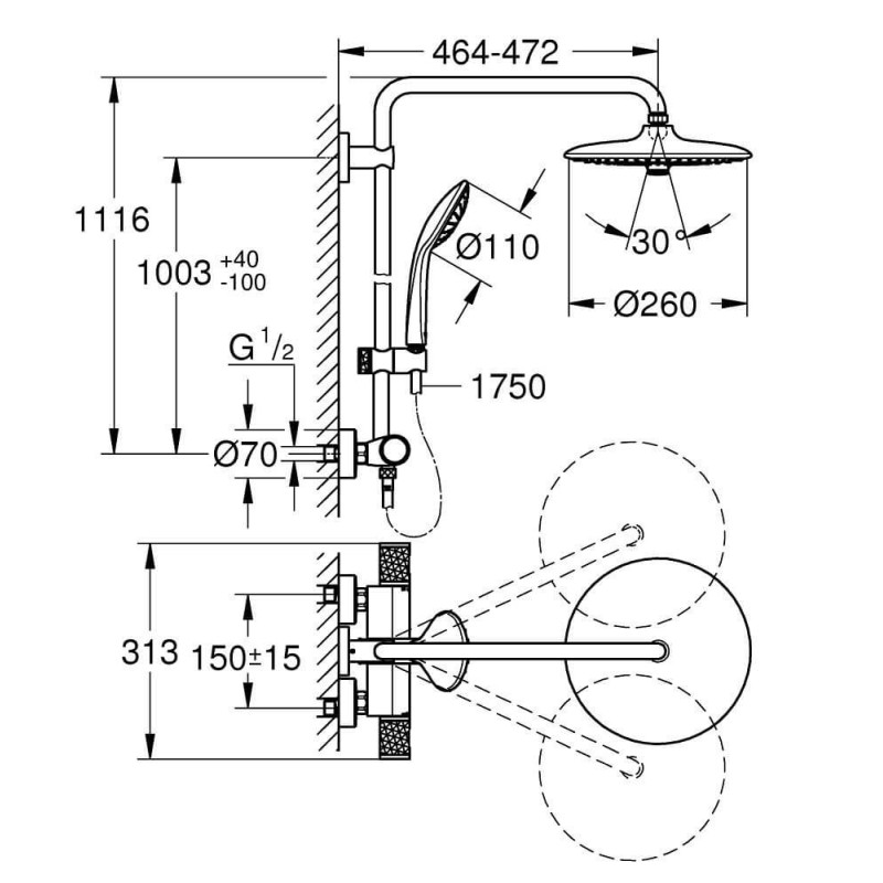 Termostatyczny System Prysznicowy Vitalio Chrom 27298003 Grohe