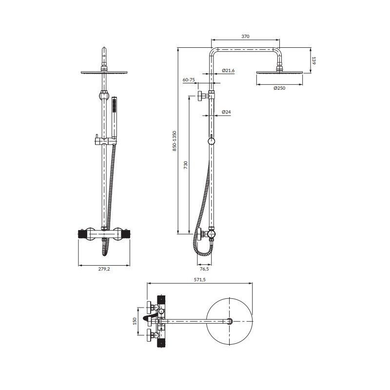 Zestaw Prysznicowy Contour Miedz Szczotkowana CT8044CPB Omnires