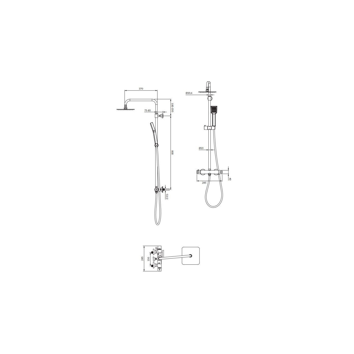 Zestaw Prysznicowy Termostatyczny Y Czarny Y1244JBL Omnires