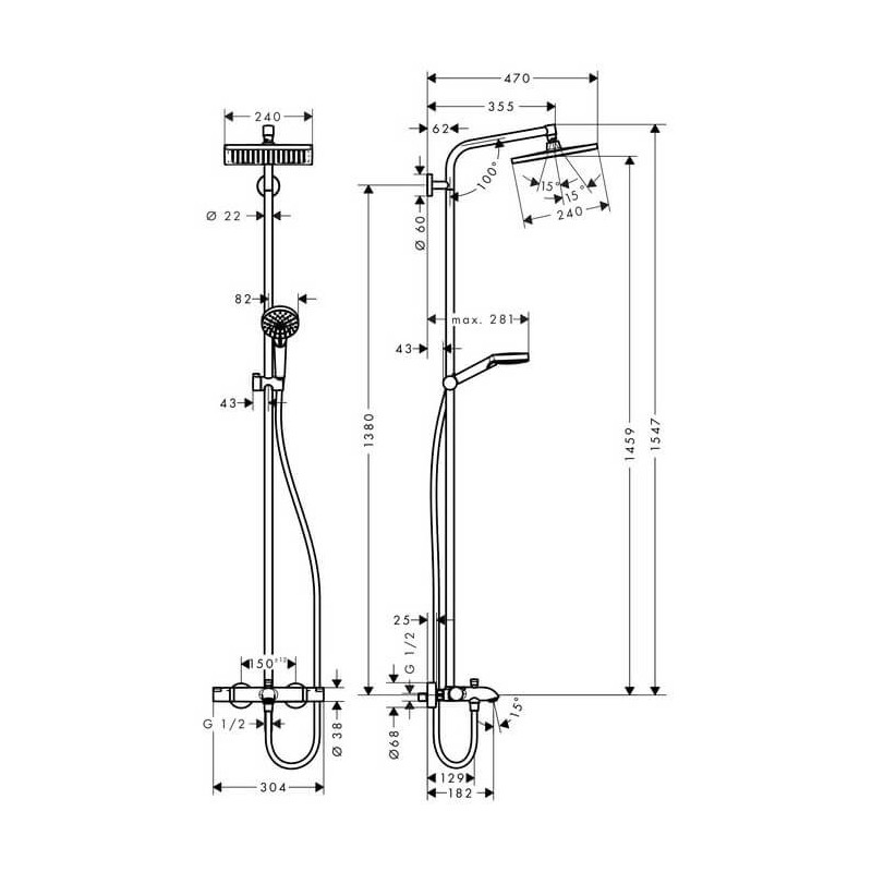 Komplet Prysznicowy Crometta E 240 Wannowa 27298000 Hansgrohe