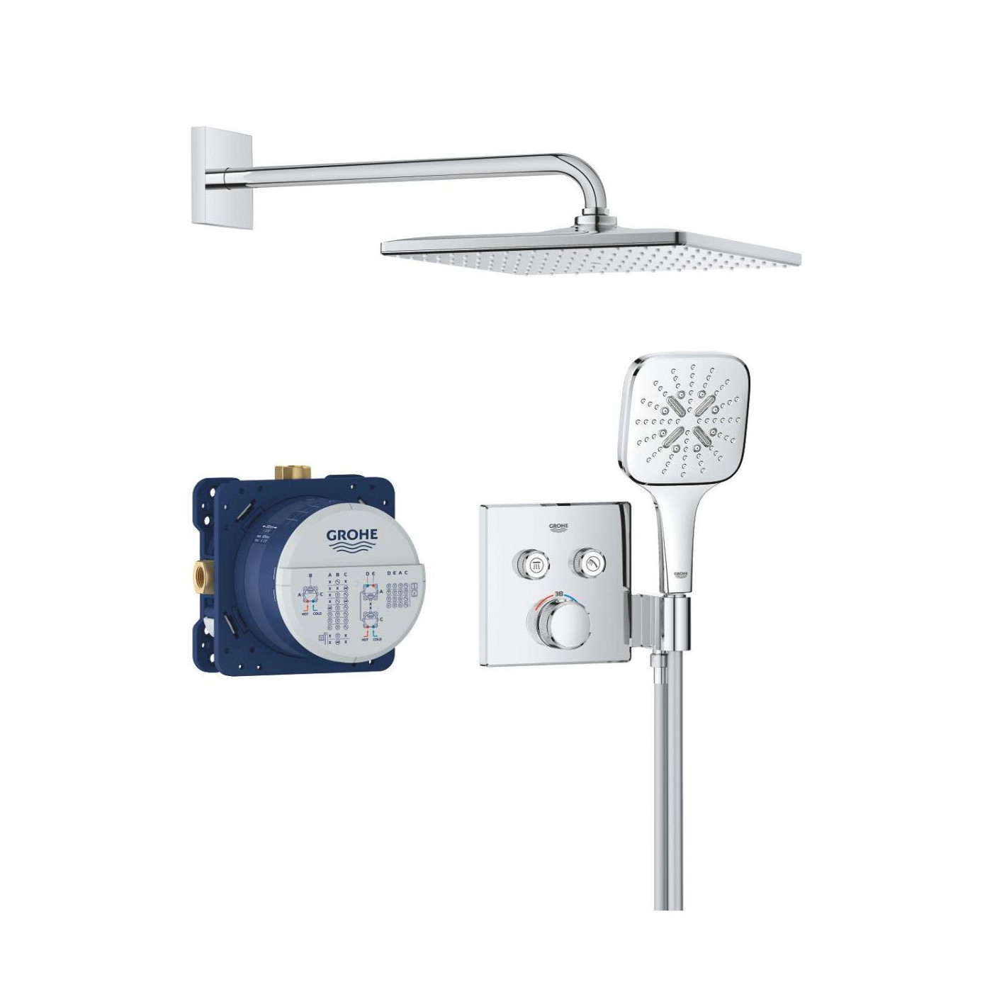 Zestaw Prysznicowy Grohtherm SmartControl Podtynkowy Z Deszczownicą Rainshower Mono 310 Cube 34865000 Grohe