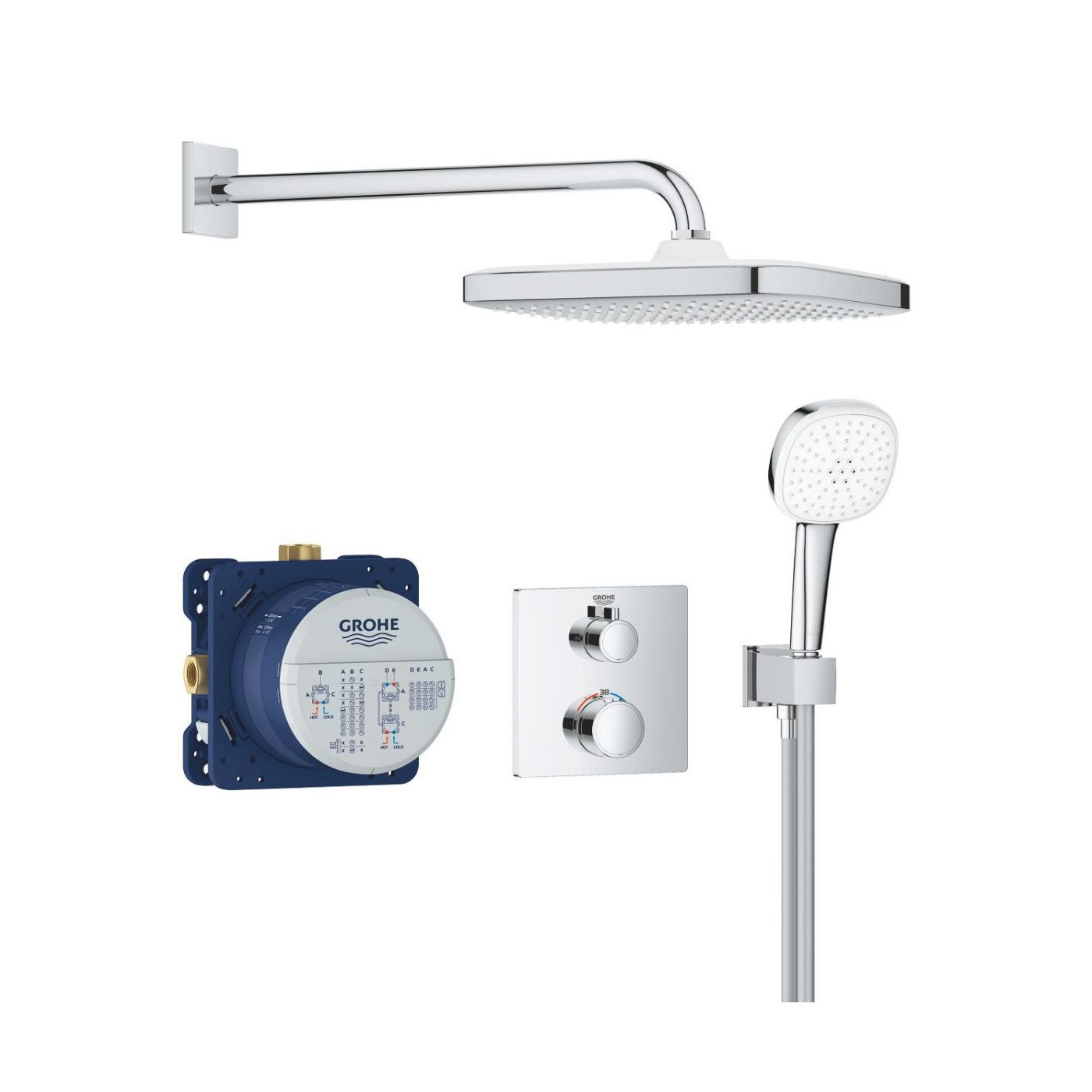 Zestaw Prysznicowy Grohtherm Podtynkowy Z Deszczownicą Tempesta 250 Cube 34871000 Grohe