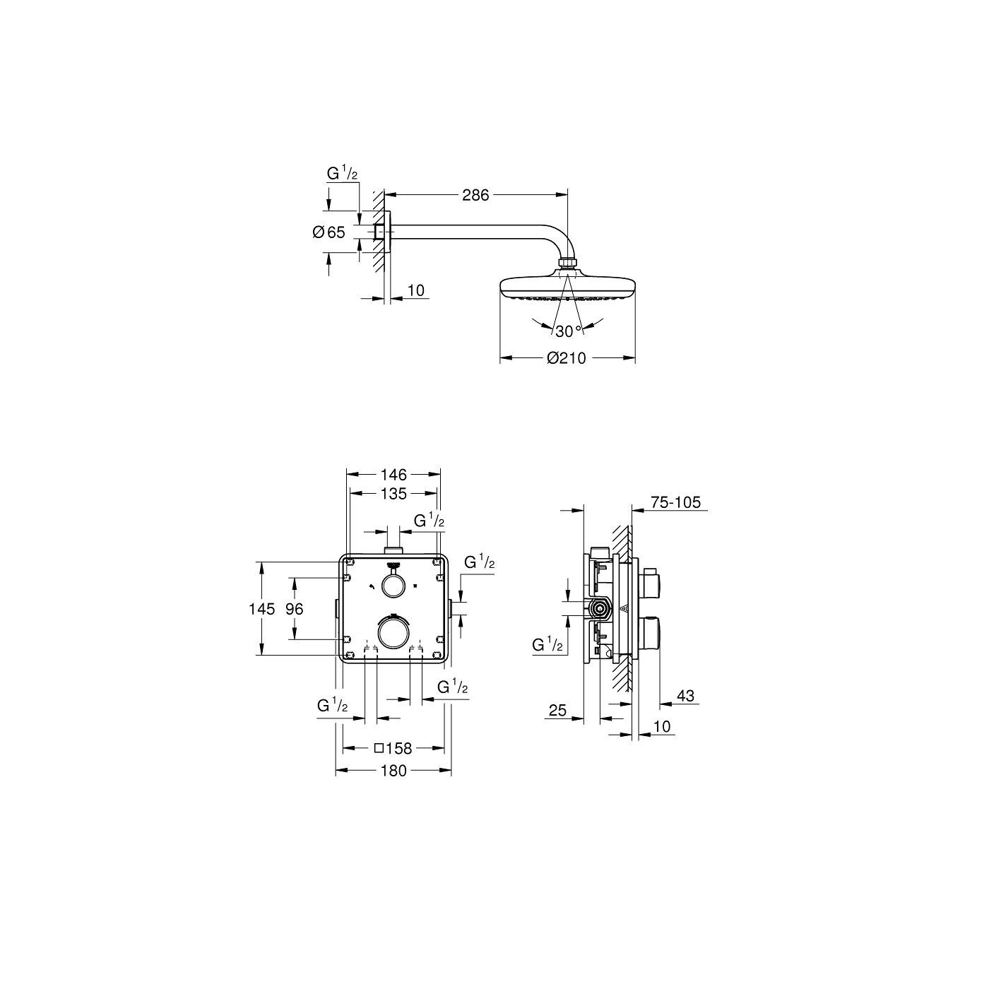 Zestaw Prysznicowy Grohtherm Tempesta 210 34728000 Grohe